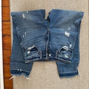 Abercrombie & Fitch Blue Straight Leg Jeans with Distressing